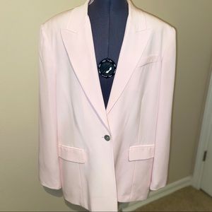 100% silk powder pink one-button blazer